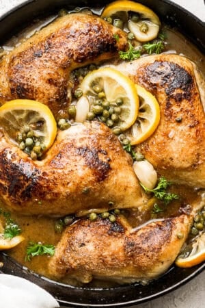 Braised lemon garlic chicken recipe.