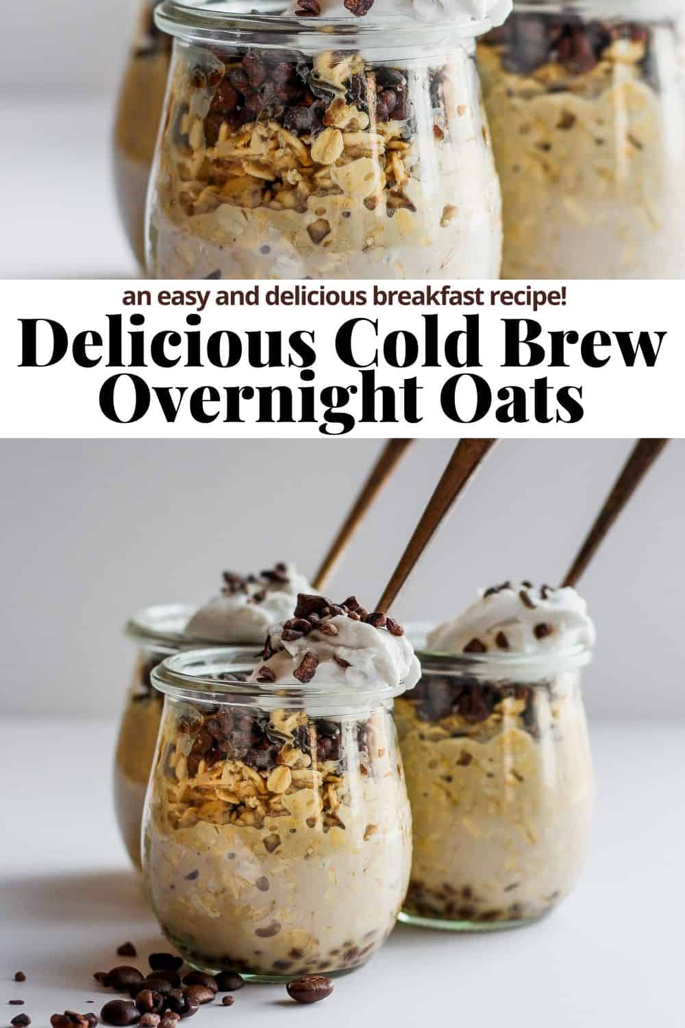 Pinterest image for cold brew overnight oats.