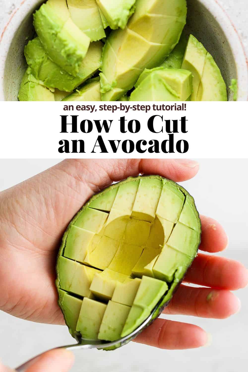 Pinterest image for how to cut an avocado.