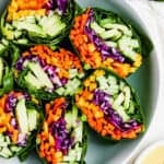 Easy veggies wraps with the best ginger tahini dressing.