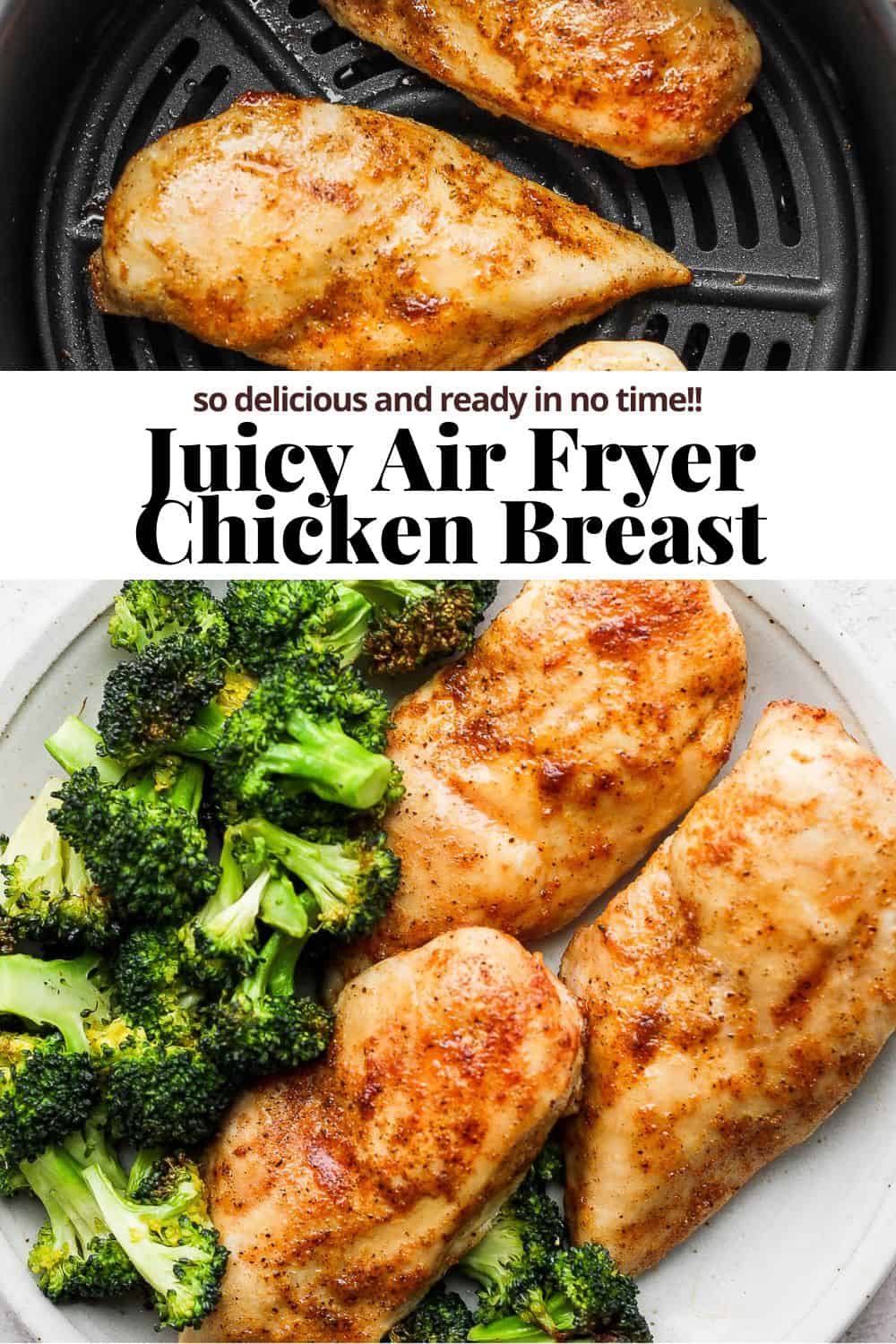 Pinterest image for air fryer chicken breast.