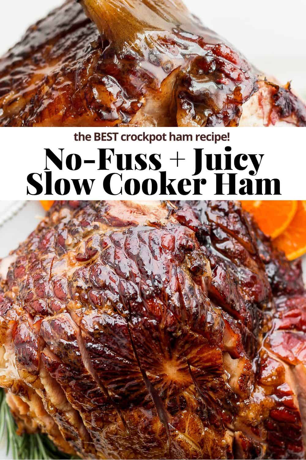 Pinterest image for slow cooker ham.