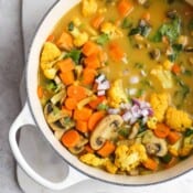 A simple curried cauliflower soup recipe.