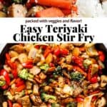 Pinterest image for the best teriyaki chicken stir fry.