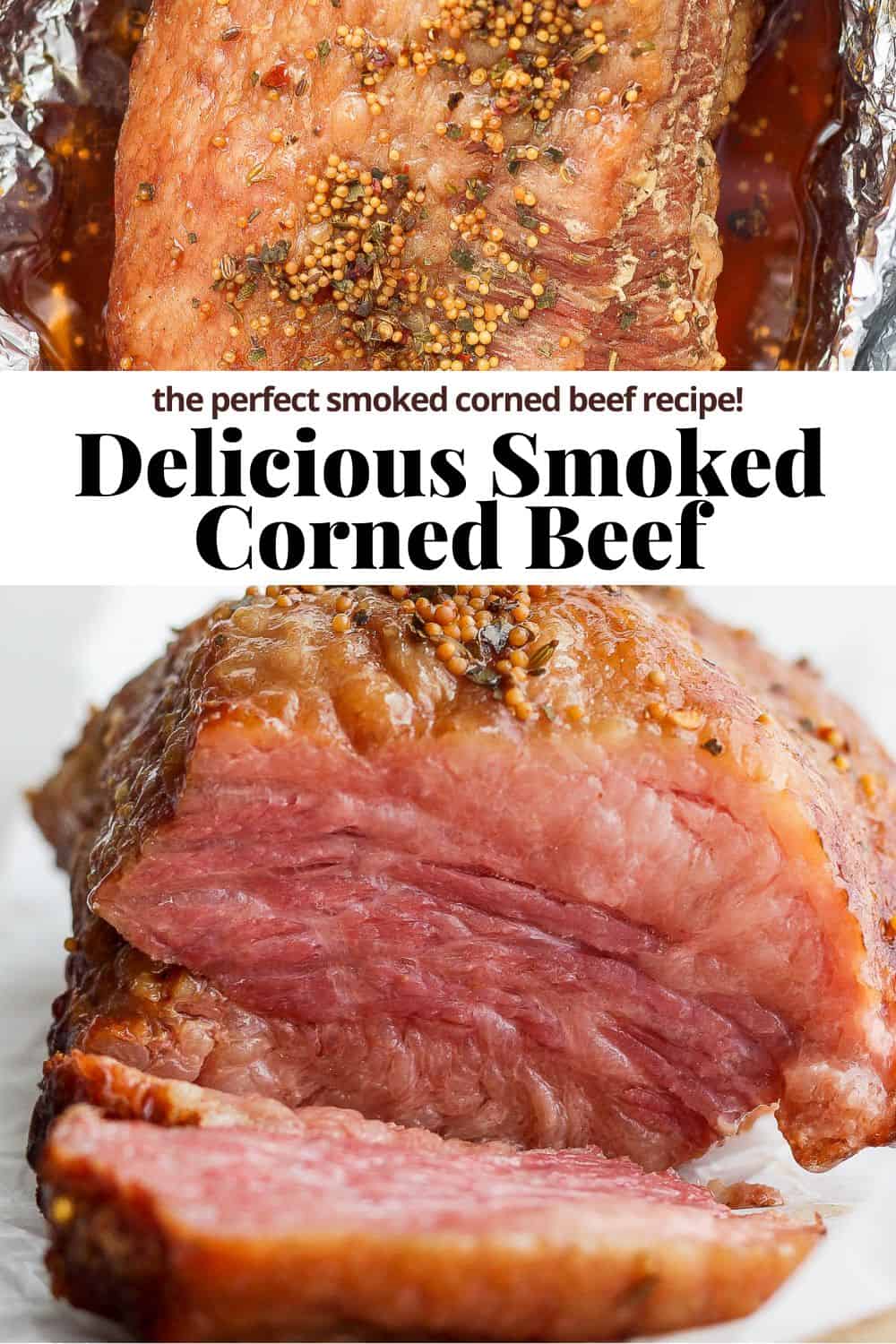 Pinterest image for smoked corned beef.