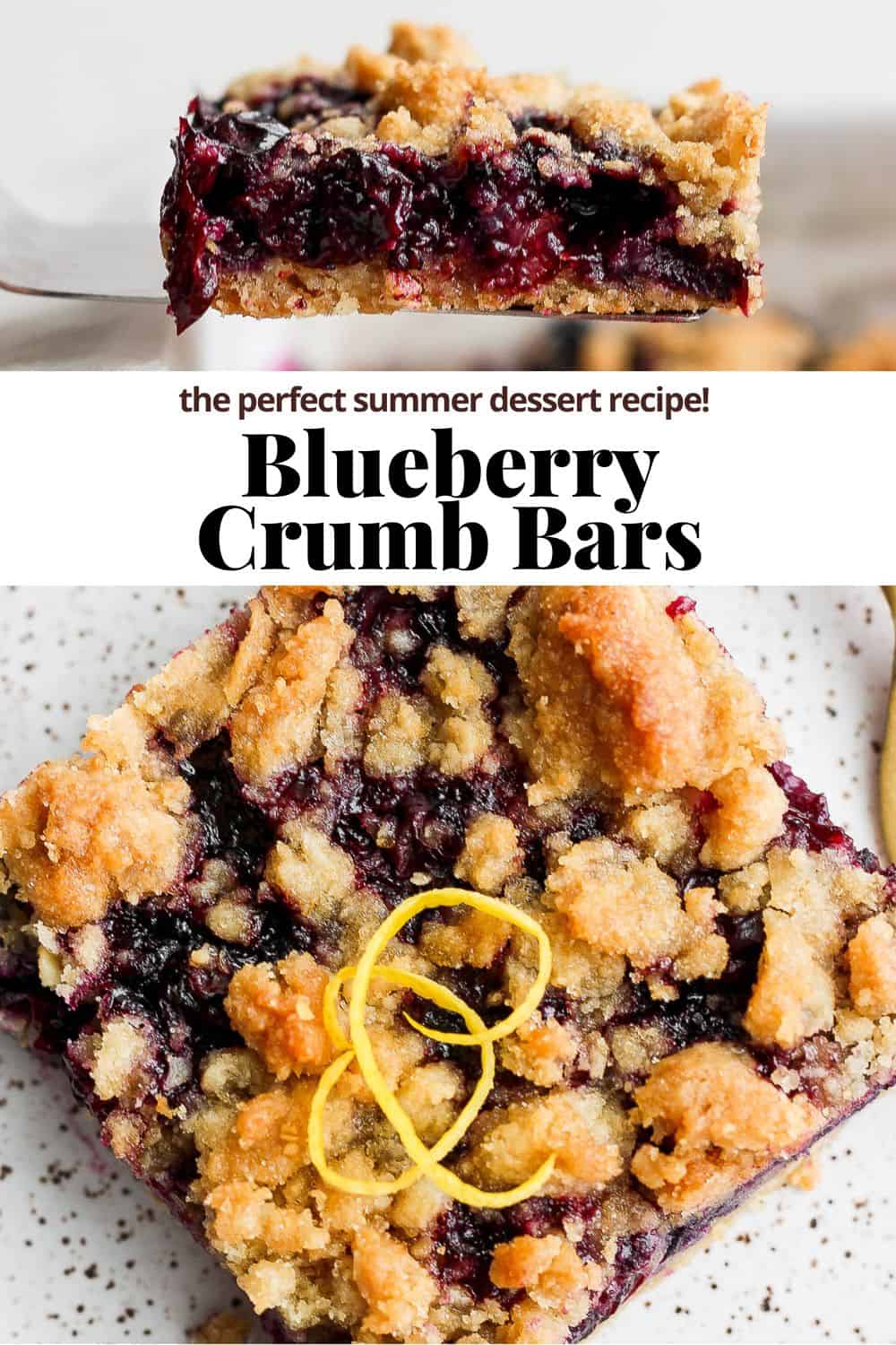 Pinterest image for blueberry crumb bars.