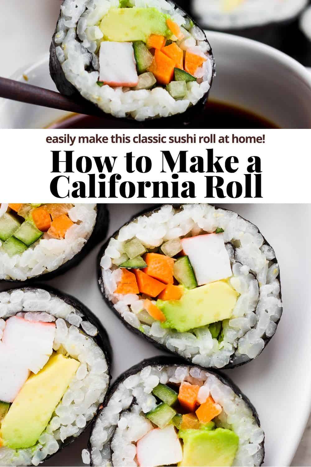 Pinterest image for a California roll.
