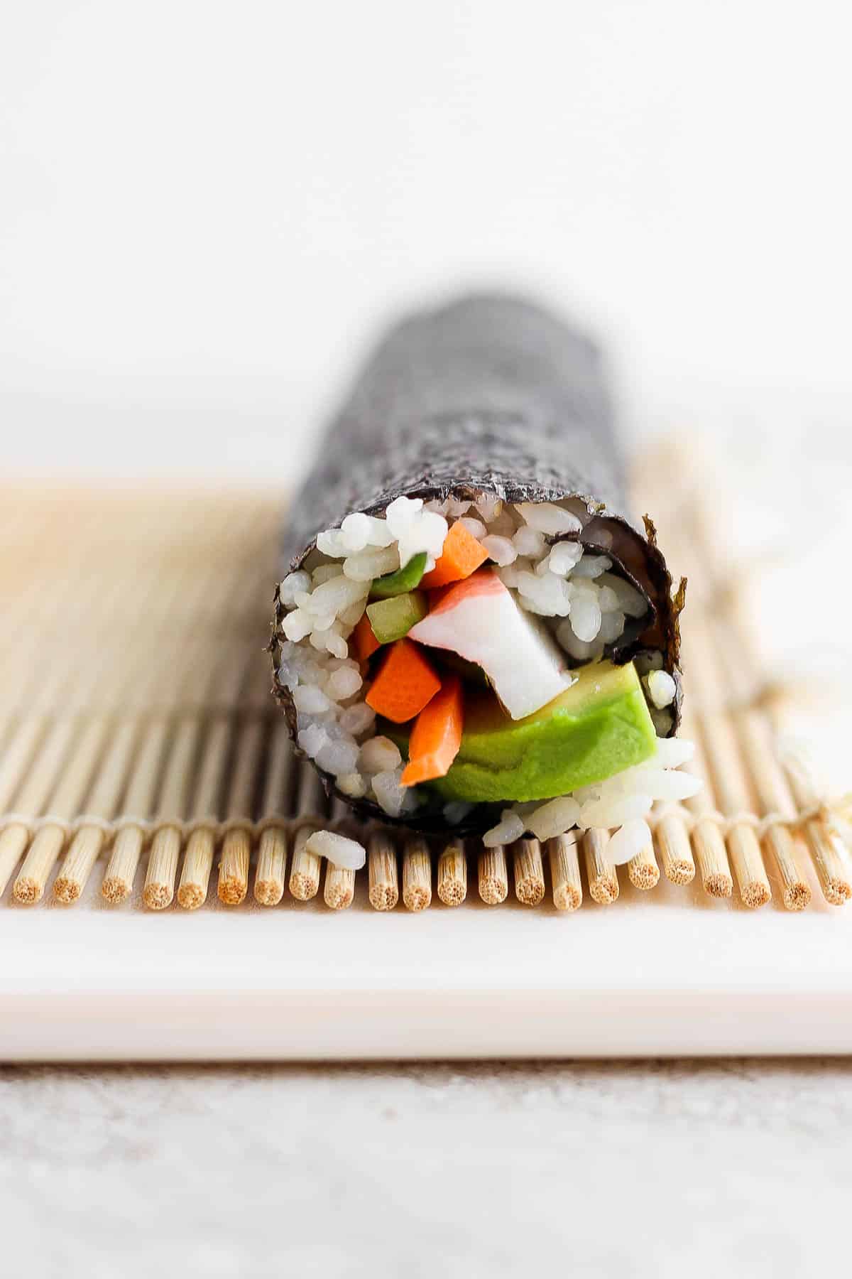 A perfectly wrapped California roll.