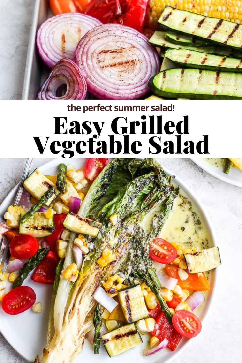 Pinterest image for grilled vegetable salad.