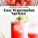Pinterest image for an easy watermelon spritzer.