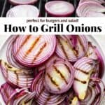 Pinterest image for grilled onions.
