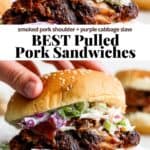 Pinterest image for pulled pork sandwiches.