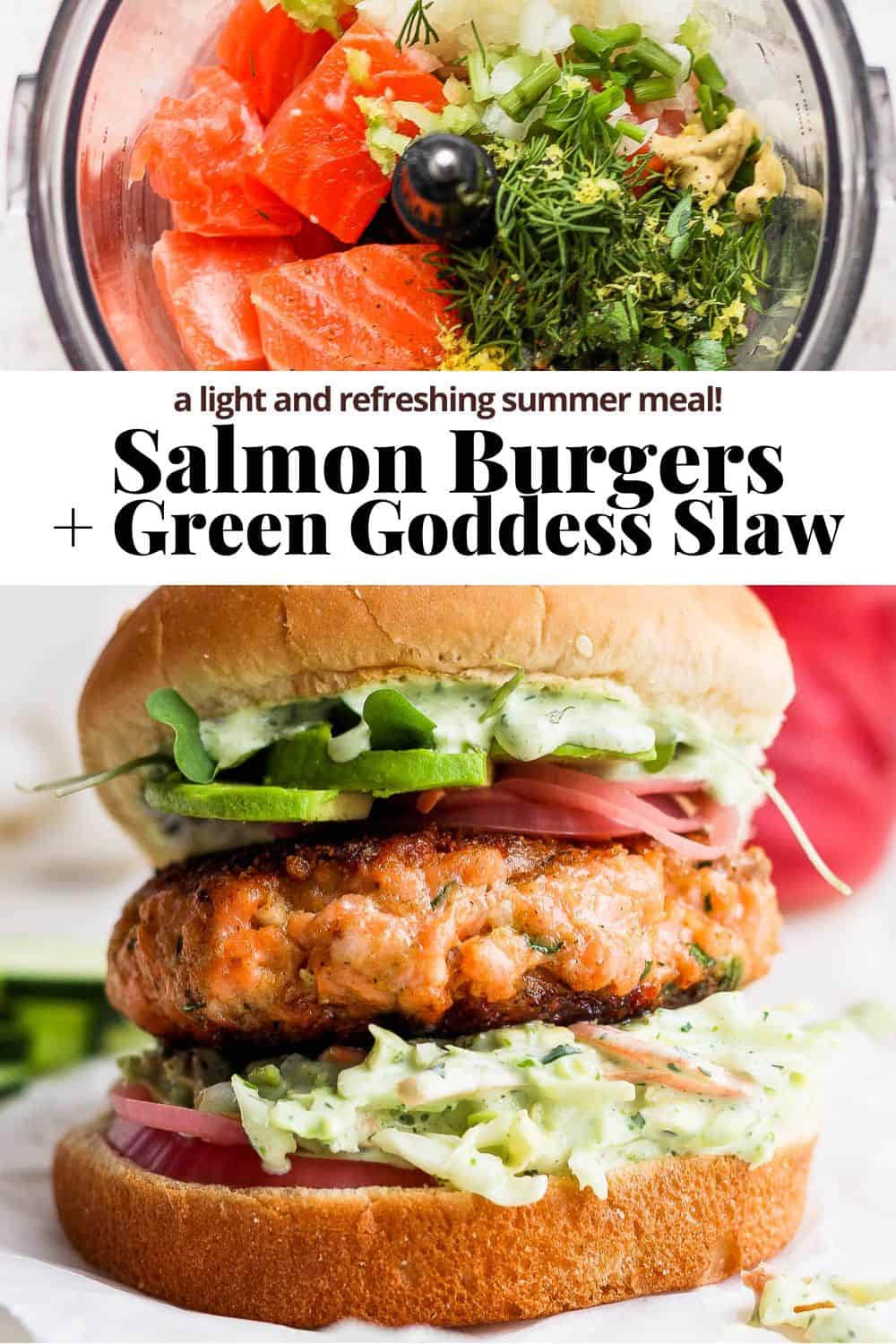 Salmon Burger + Green Goddess Slaw - The Wooden Skillet