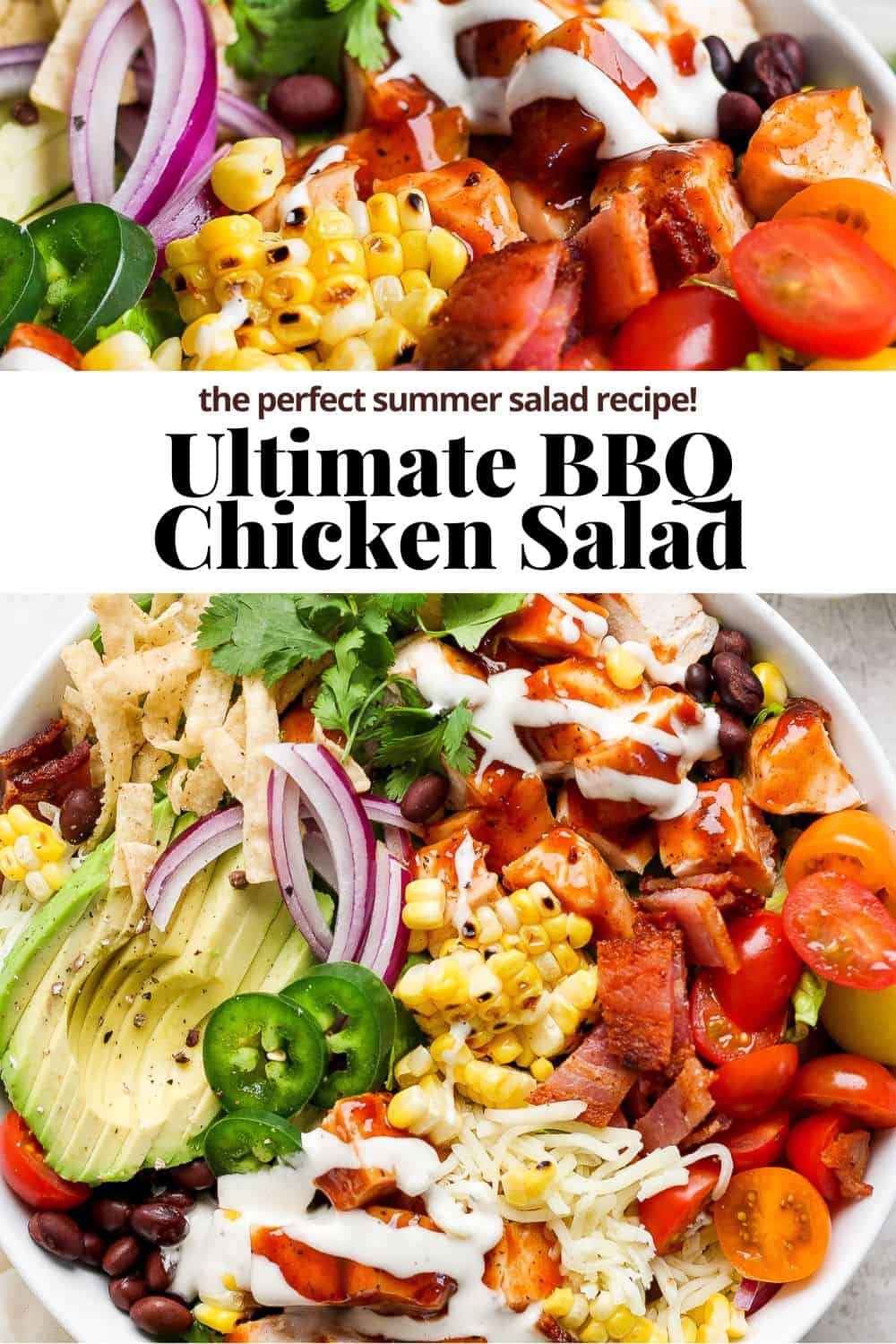 Pinterest image for bbq chicken salad.