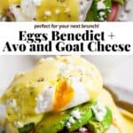 Pinterest image for the best eggs benedict recipe.