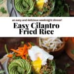 Pinterest image for cilantro fried rice.