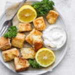 Super easy baked fish nuggets recipe.