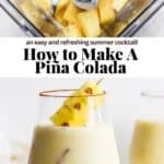 Pinterest image for how to make a pina colada.