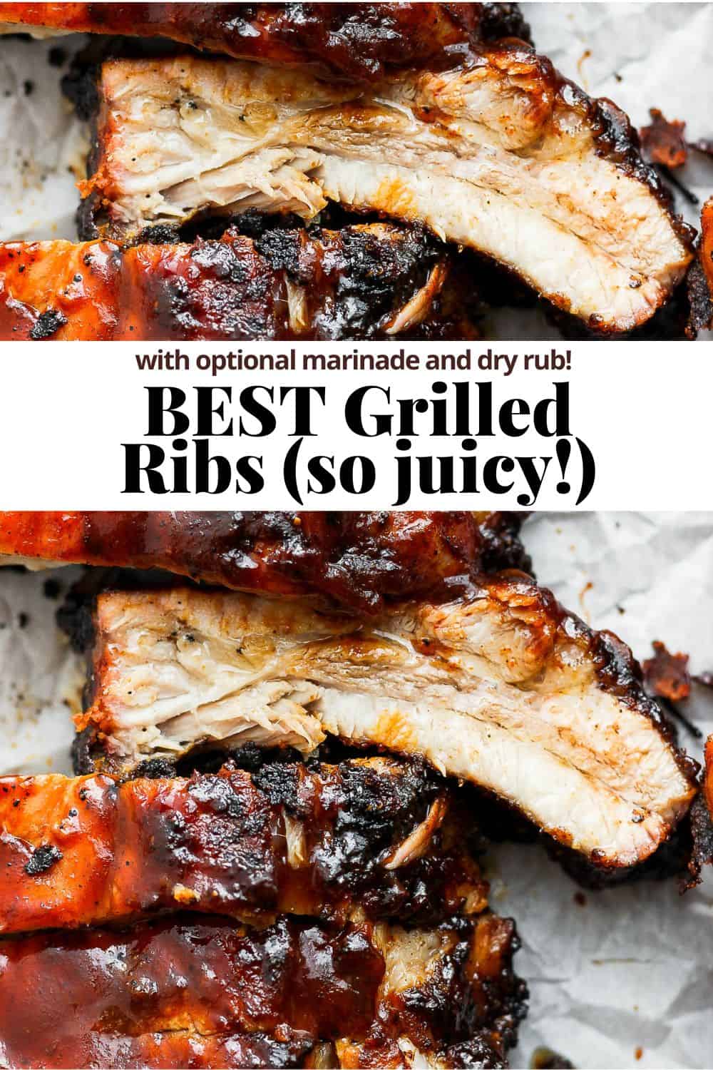 Pinterest image for grilled ribs.