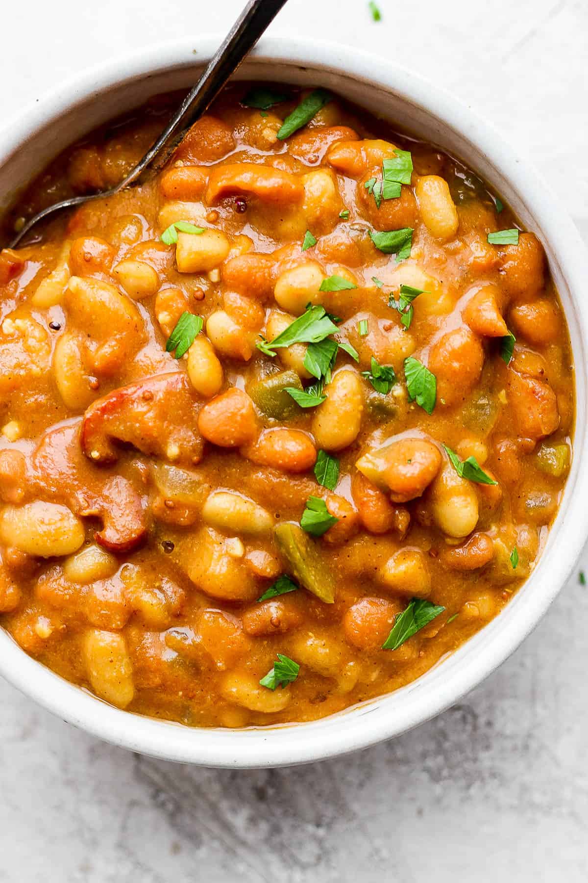 The best recipe for slow cooker baked beans.