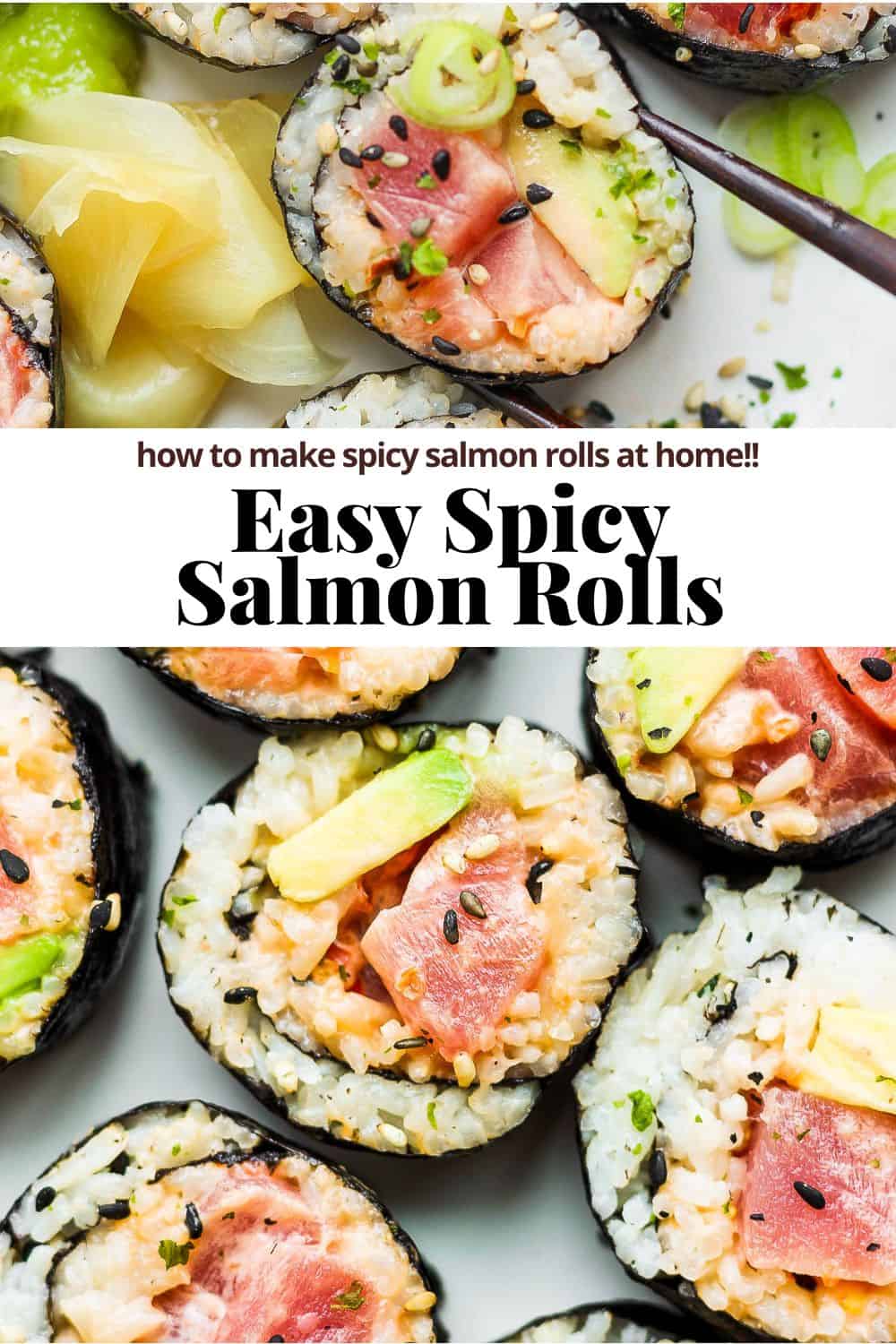 Pinterest image for easy spicy tuna rolls.