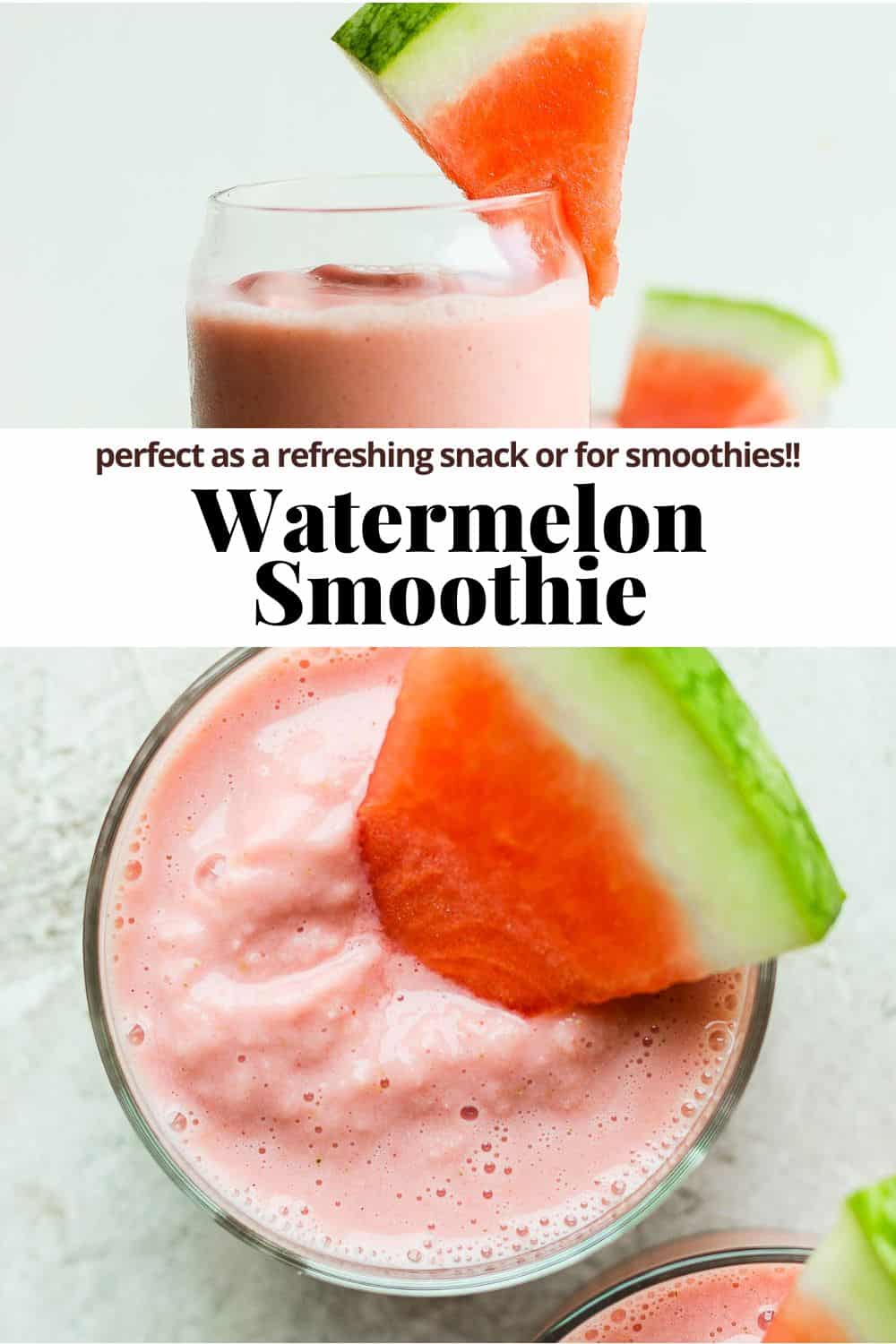 Pinterest image for a watermelon smoothie.