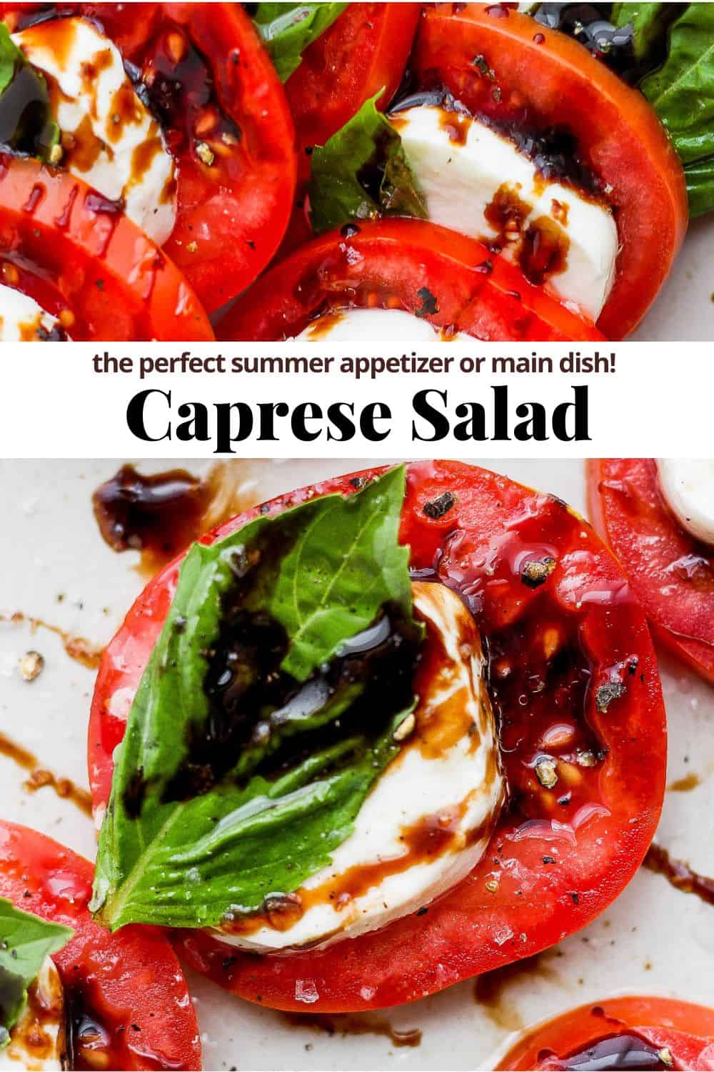 Pinterest image for caprese salad.