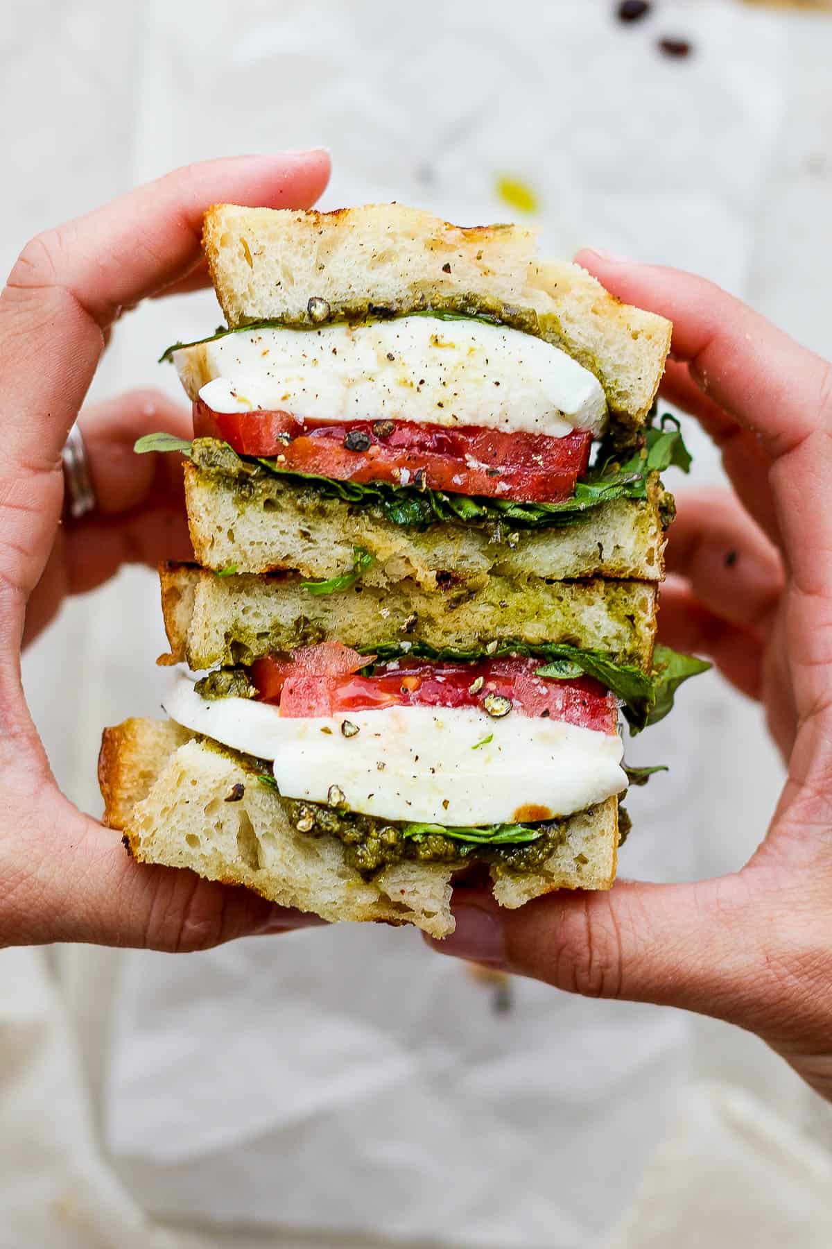 Grilled Fresh Mozzarella, Tomato & Pesto Panini Recipe