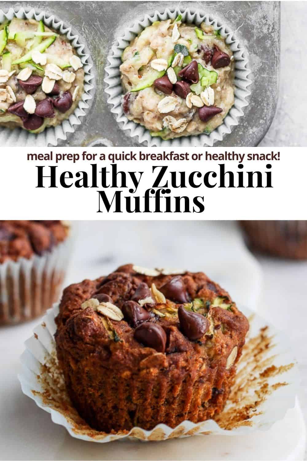 Pinterest image for healthy zucchini muffins.