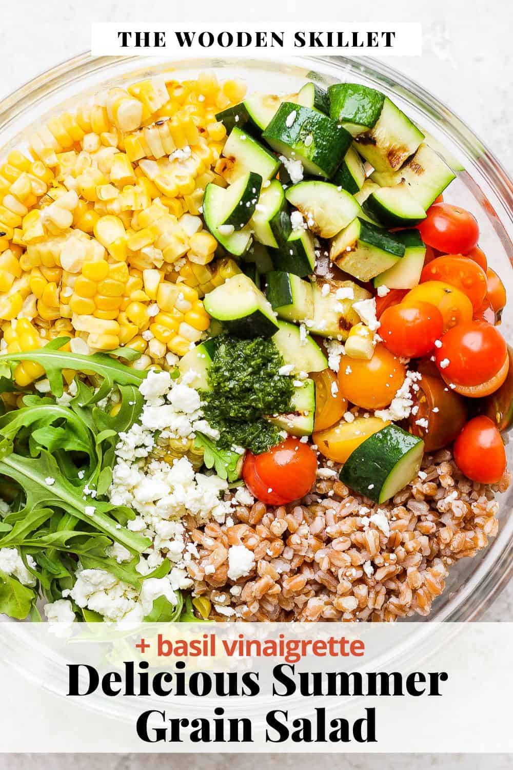 Pinterest image for a summer grain salad.
