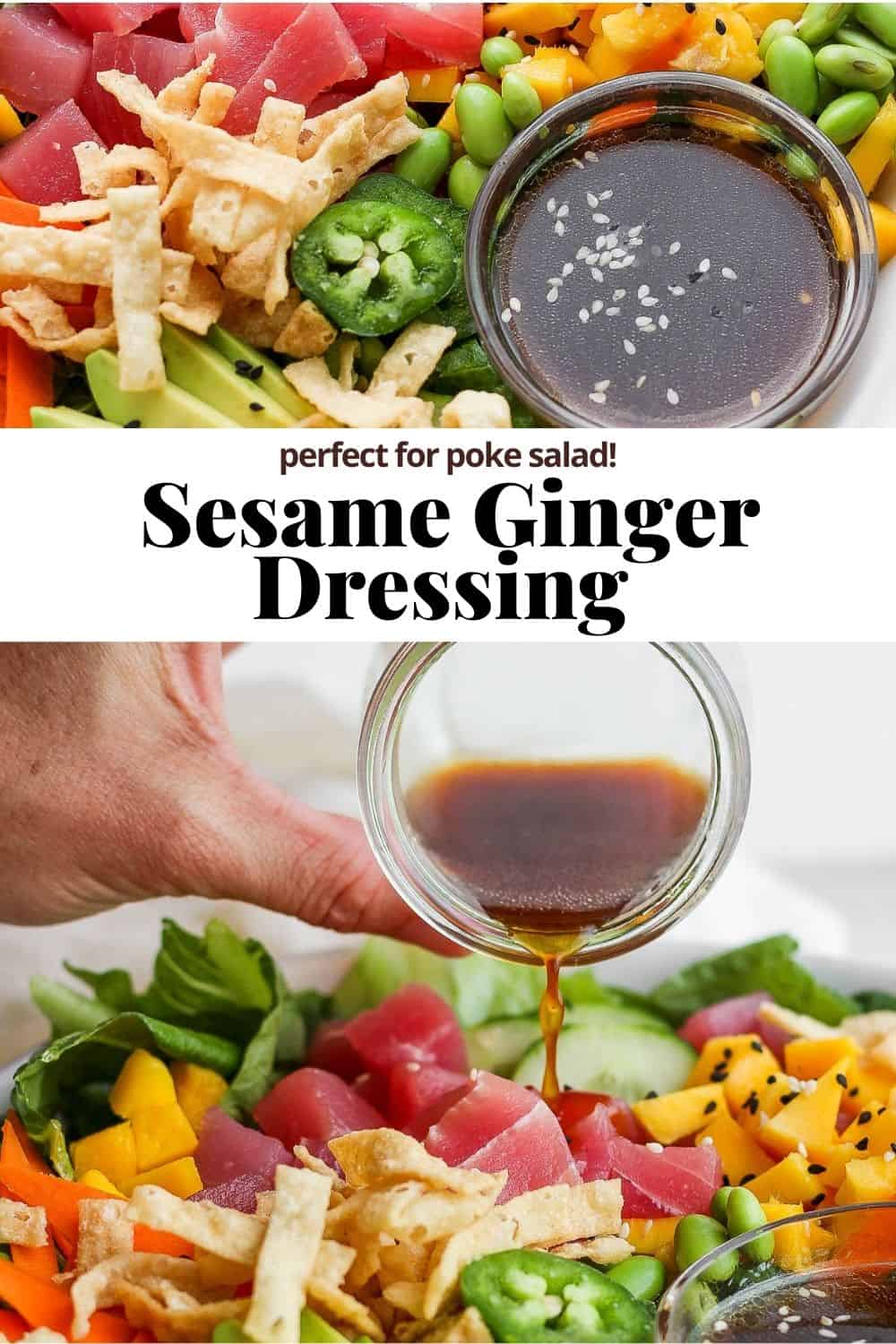 Pinterest image for sesame ginger dressing.