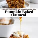 Pinterest image for pumpkin baked oatmeal.