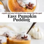 Pinterest image for pumpkin pudding.