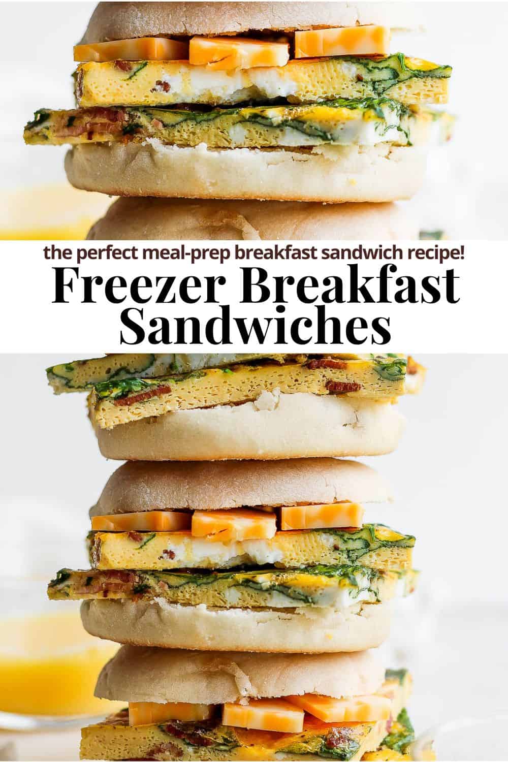 Pinterest image for freezer breakfast sandwiches.