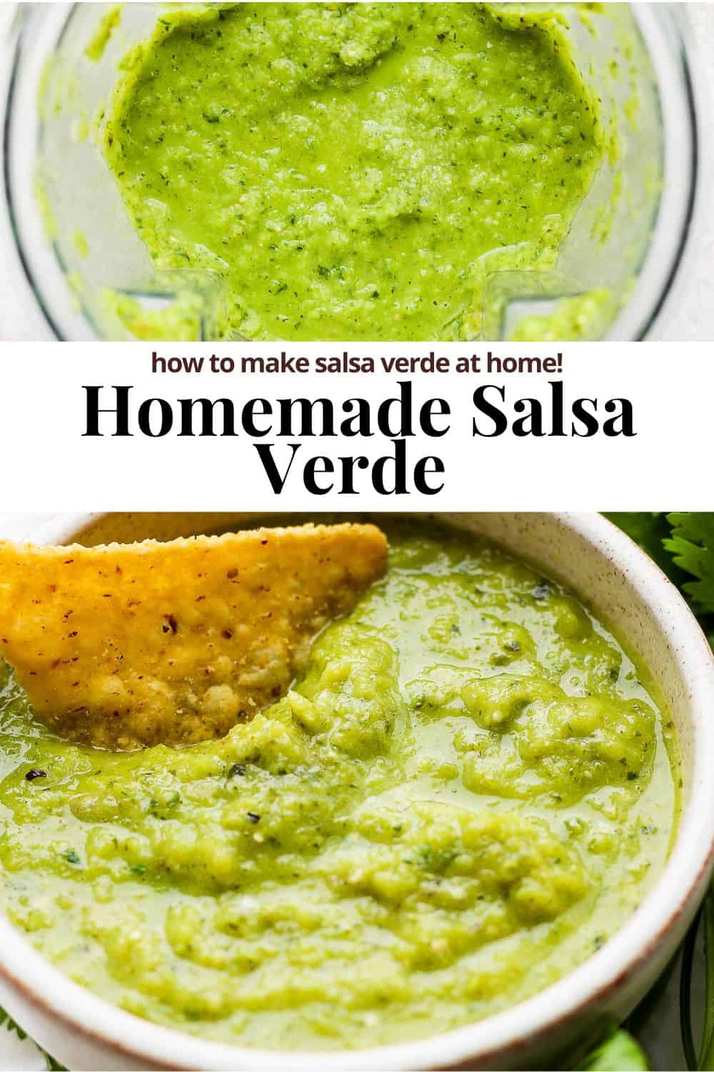 Pinterest image for homemade salsa verde.