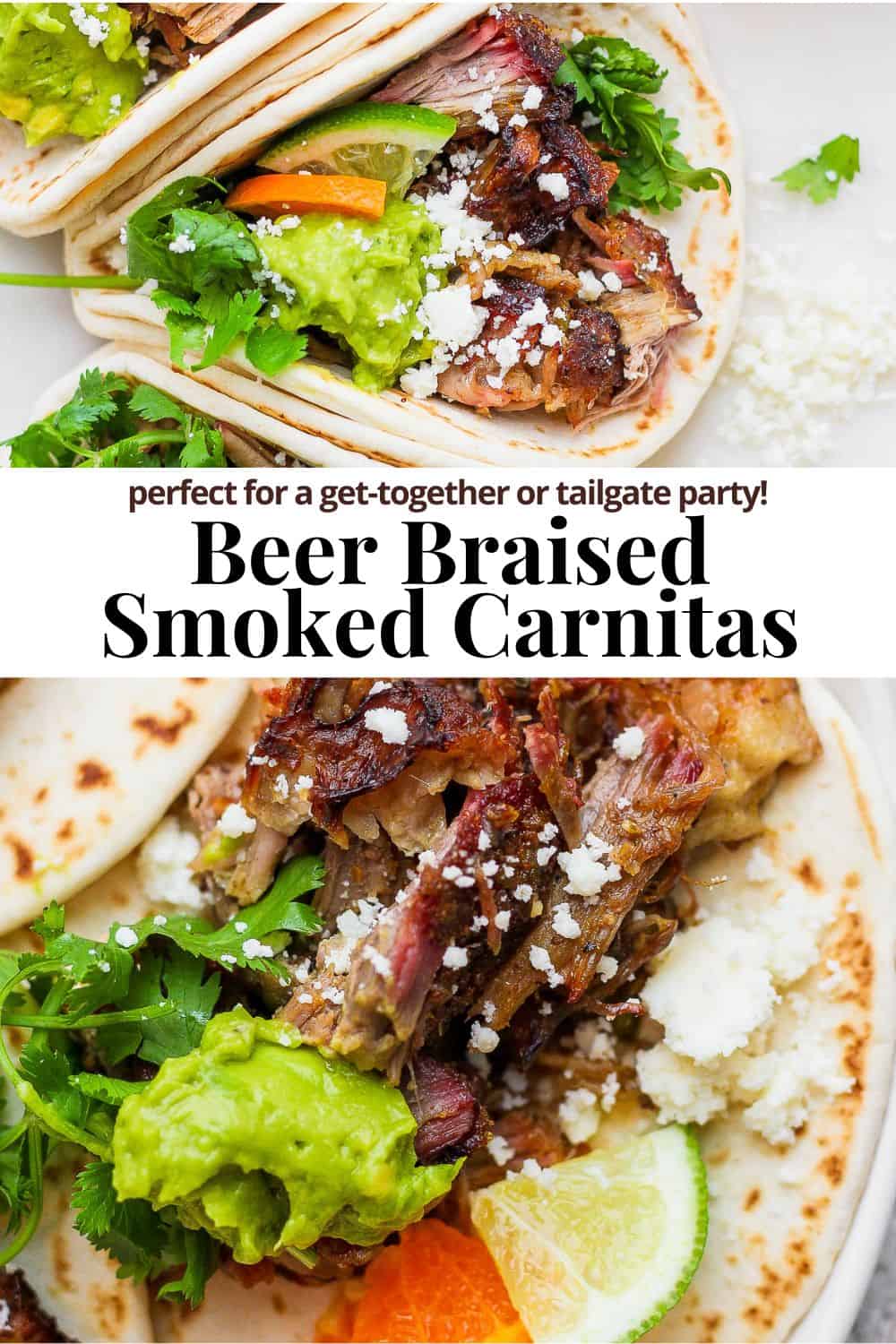 Pinterest image for smoked carnitas.