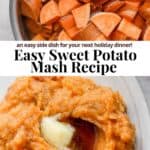 Pinterest image for easy sweet potato mash.