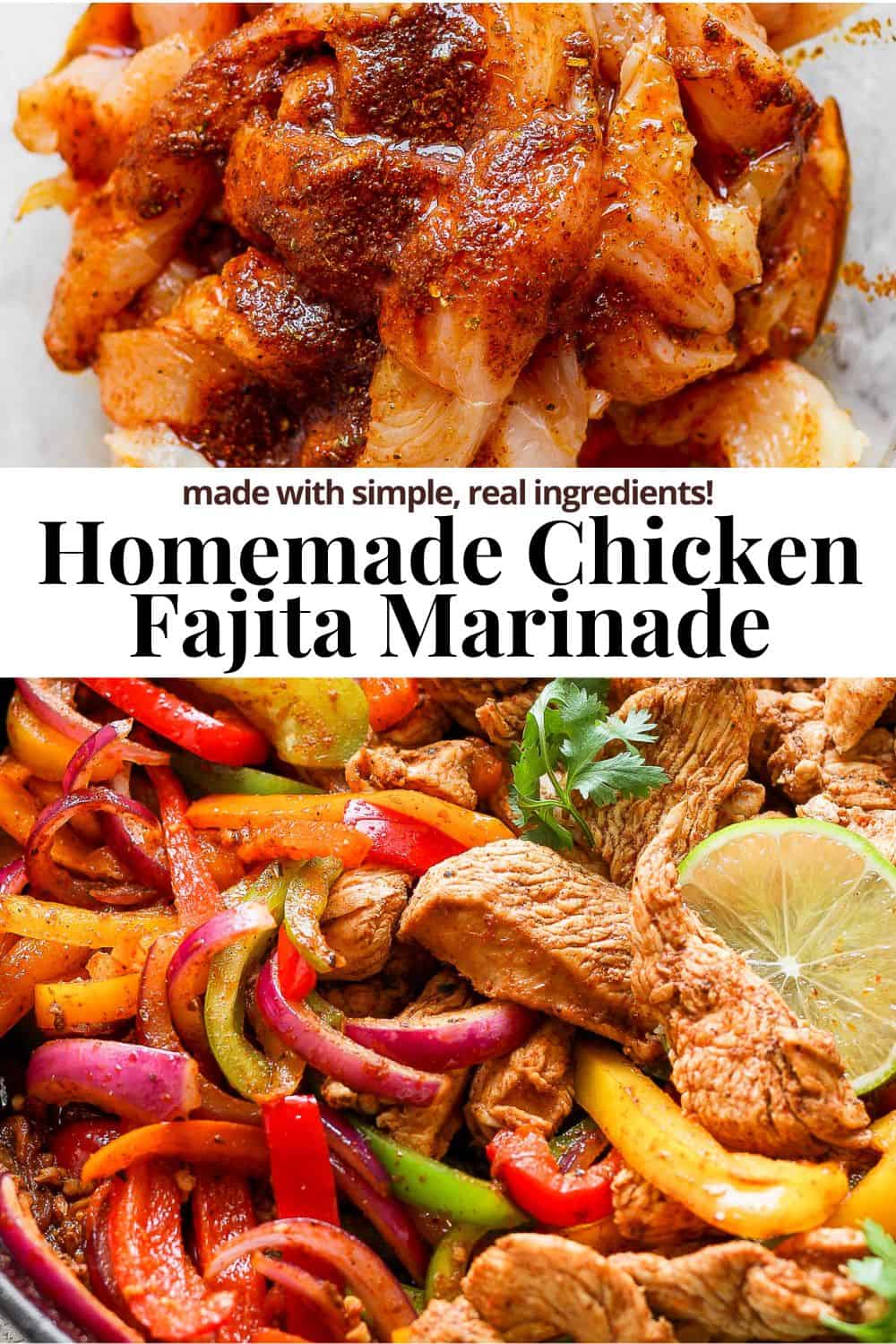 Pinterest image for chicken fajita marinade.