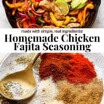 Pinterest image for chicken fajita seasoning.