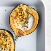 The best creamy corn acorn squash recipe.