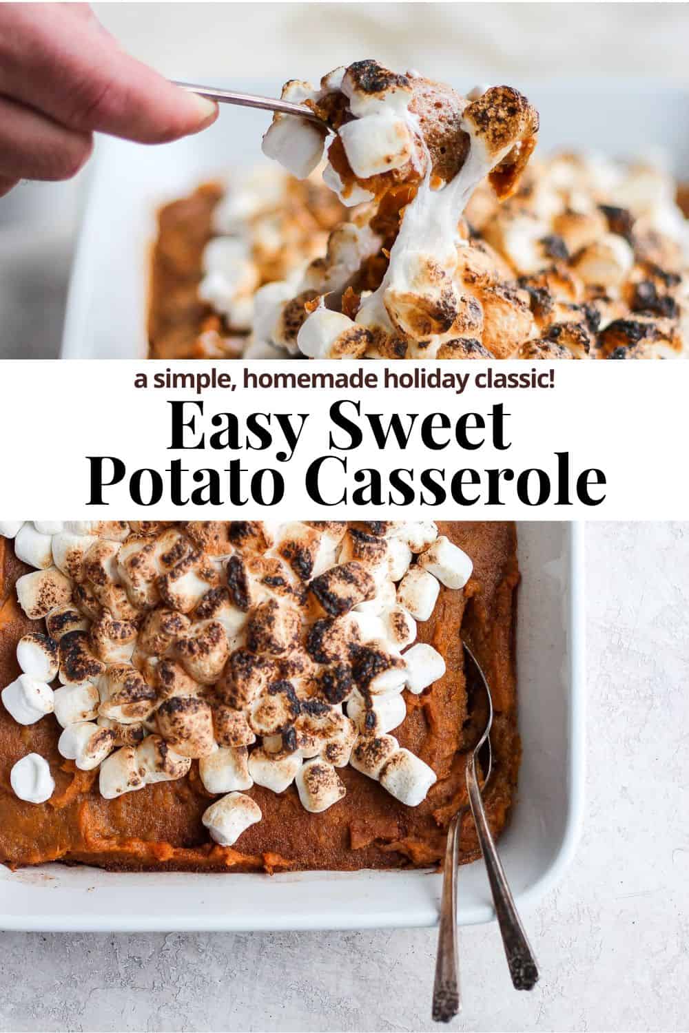 Pinterest image for easy sweet potato casserole.