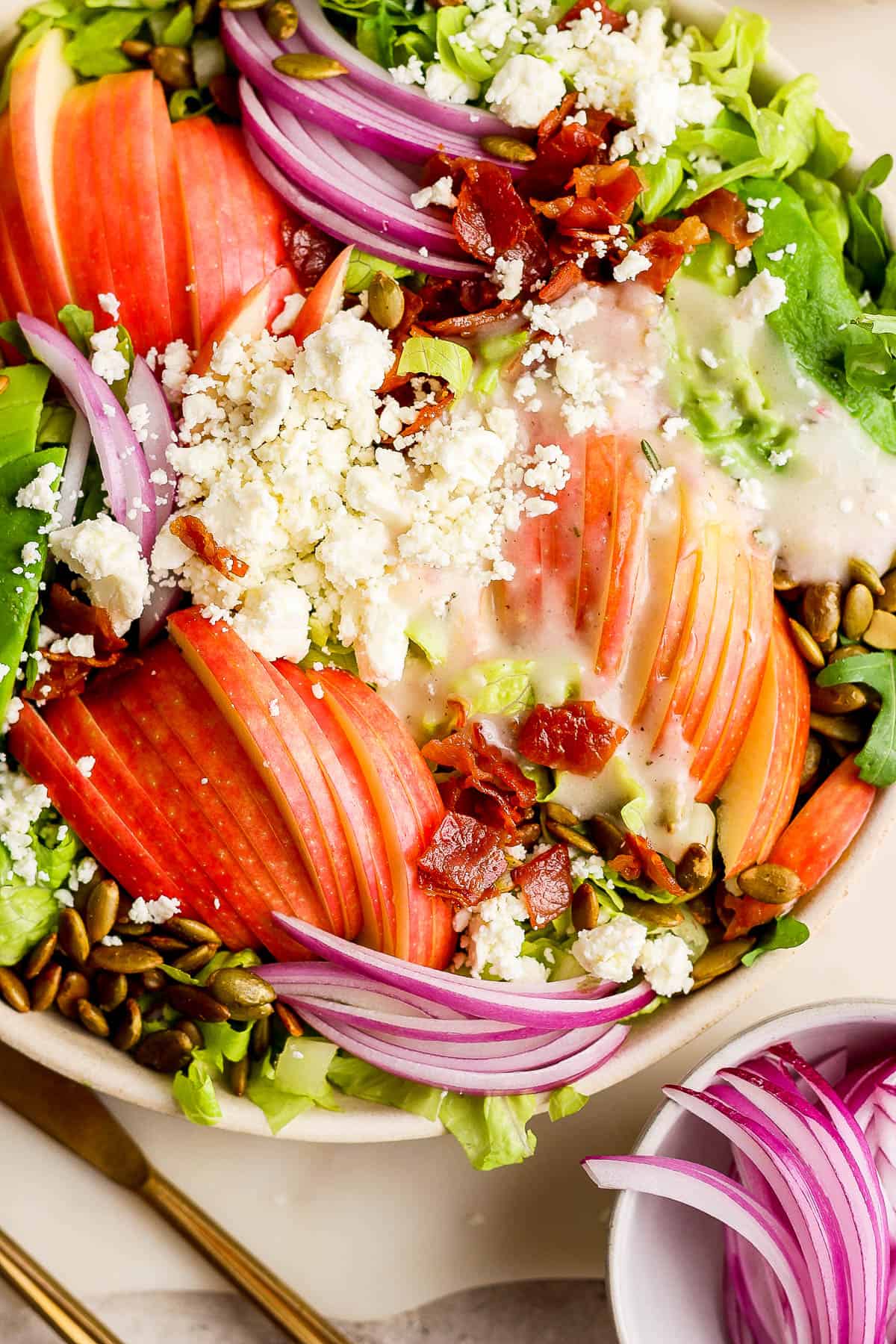 Dressing on a thanksgiving salad.