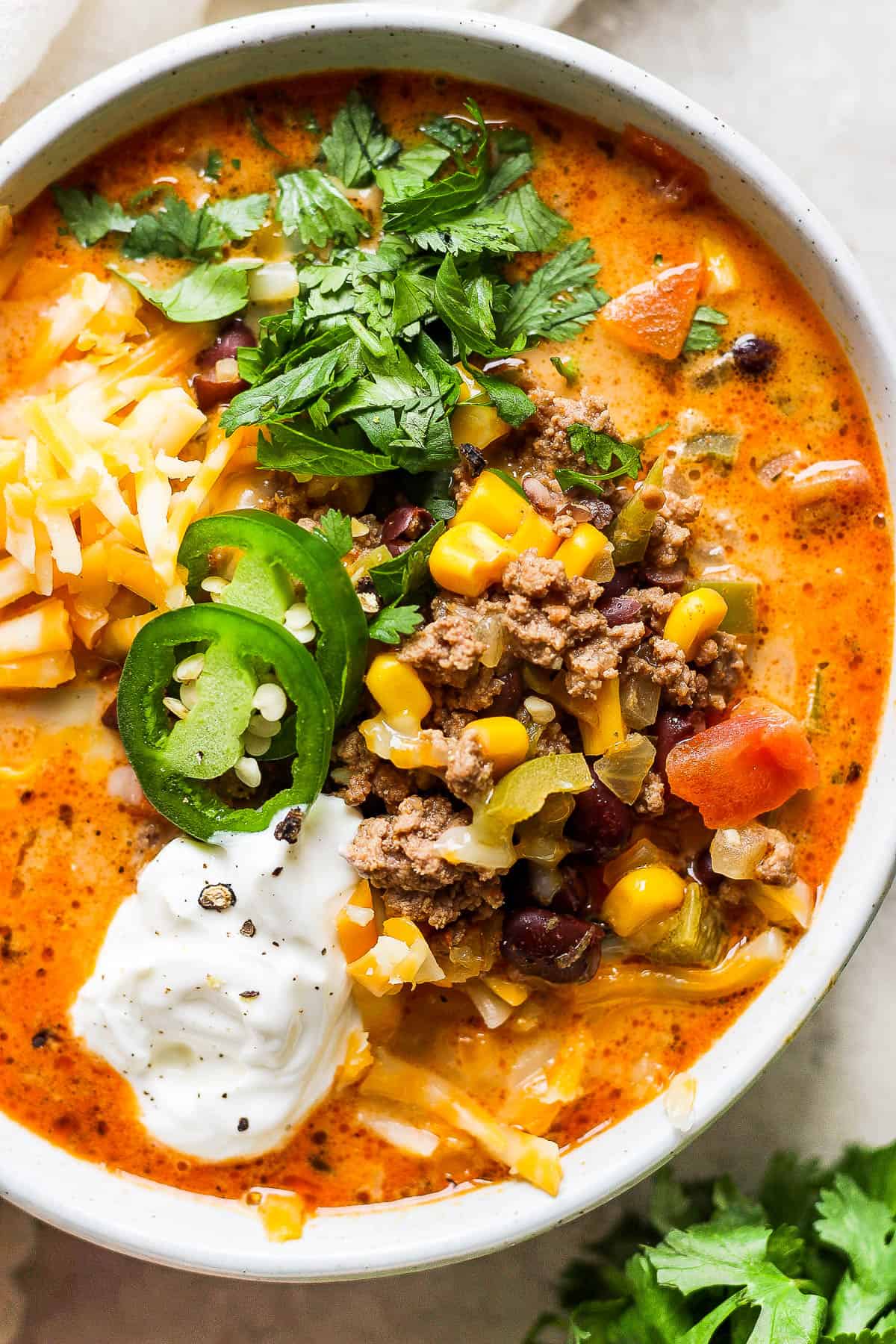 The best recipe for a creamy taco soup.