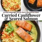 Pinterest image for coconut curry salmon.