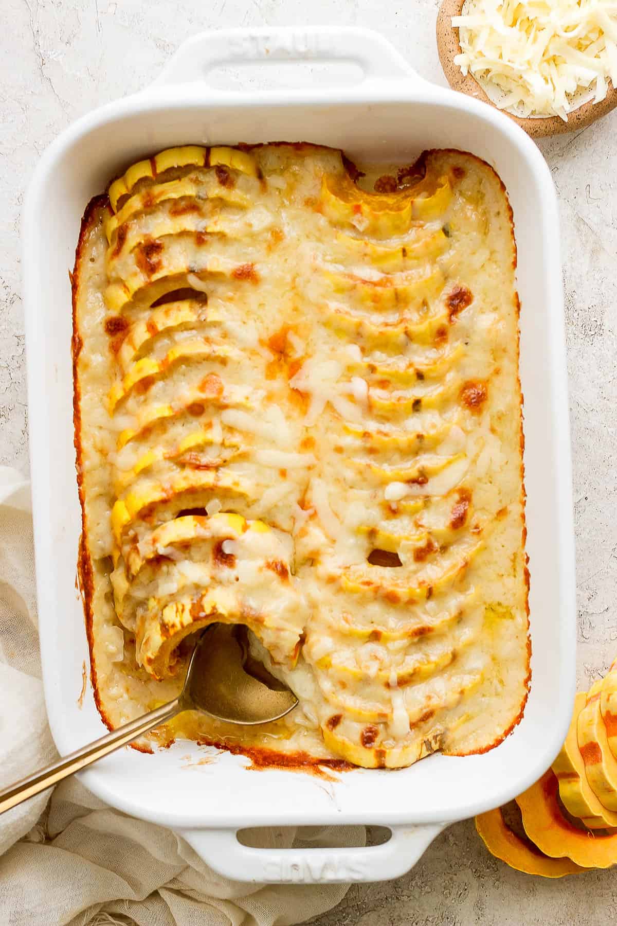 The best recipe for delicata squash au gratin.