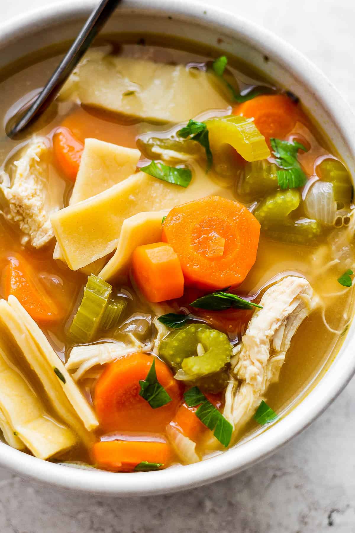 The best recipe for making a chicken noodle soup from scratch.