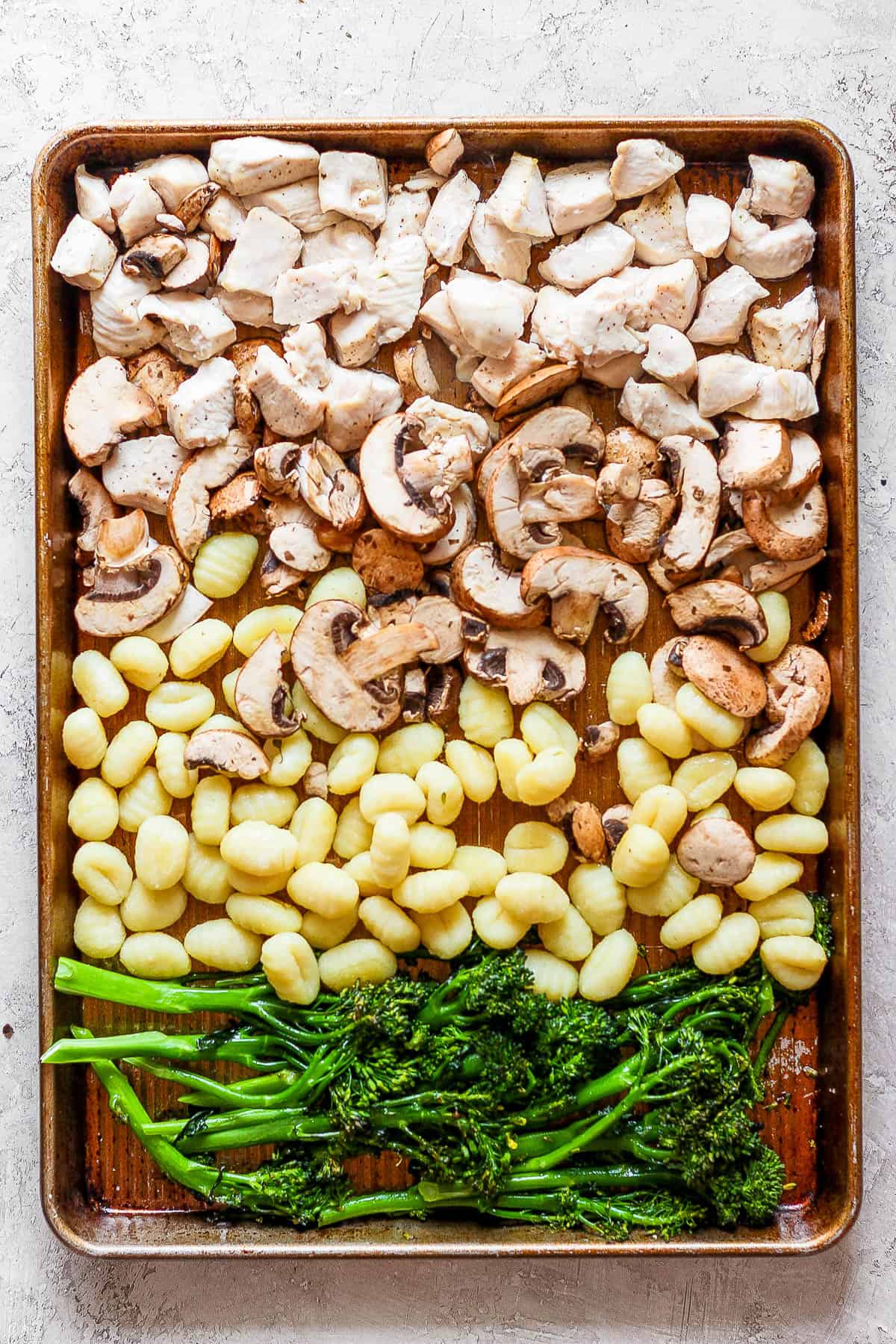 Mushrooms added to the baking sheet after everything else baked.