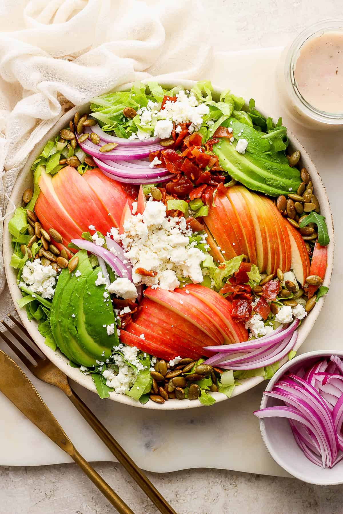 Thanksgiving salad in a large serving bowl.