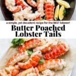 Pinterest image for butter poached lobster.