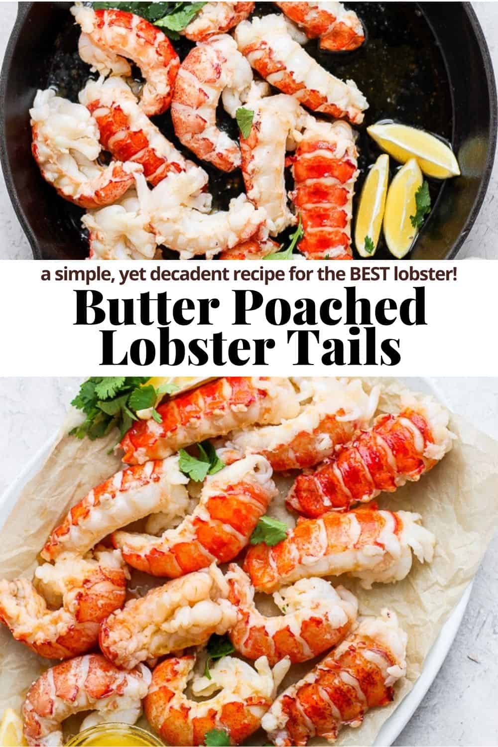 Pinterest image for butter poached lobster.